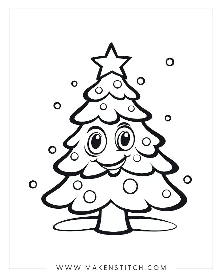 Christmas tree coloring pages for kids adults