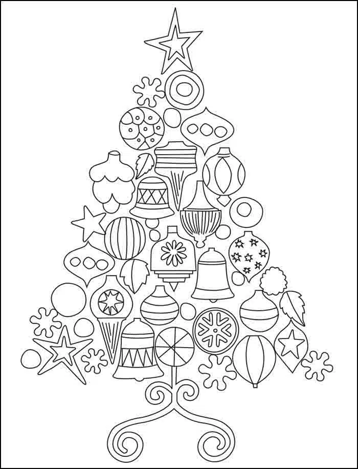 Easy how to draw a christmas tree tutorial video coloring page