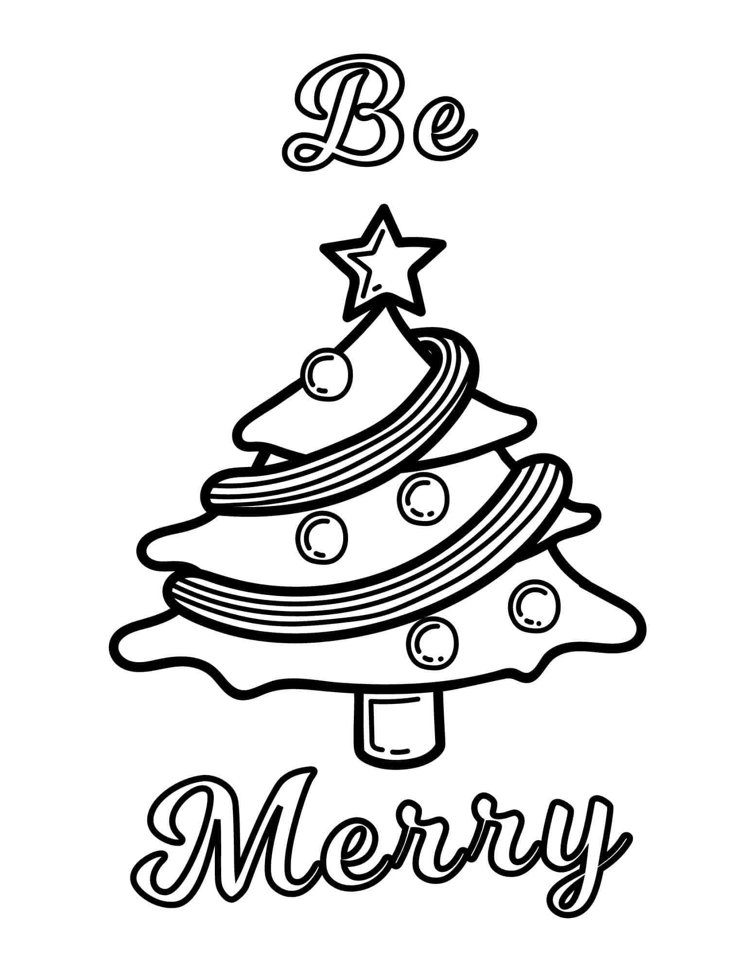 Joyful christmas tree coloring pages