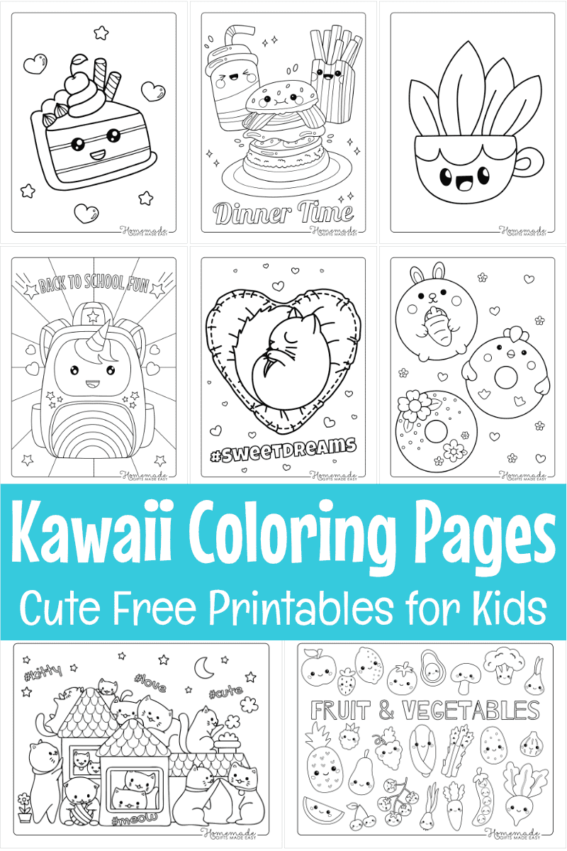 Free cute kawaii coloring pages for kids