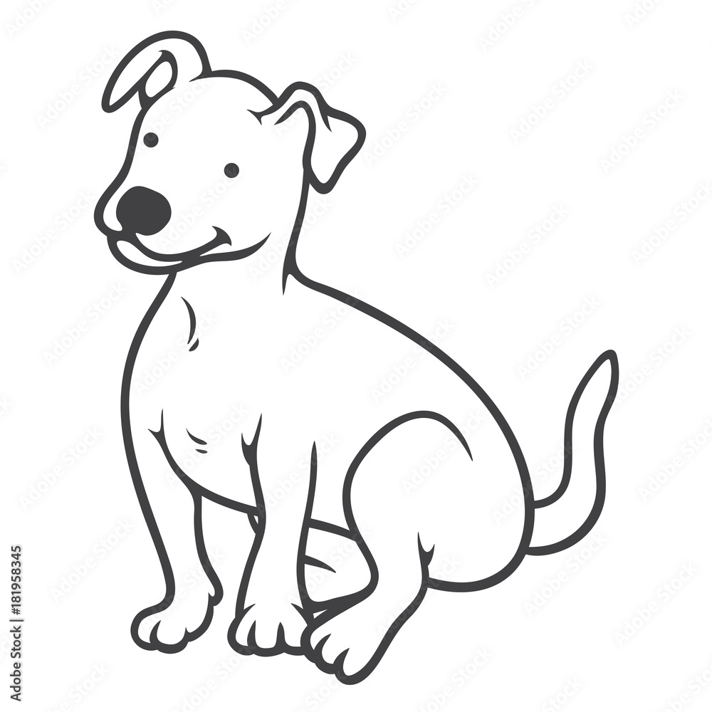 Small dog seated icon character design coloring page vector illustration vector