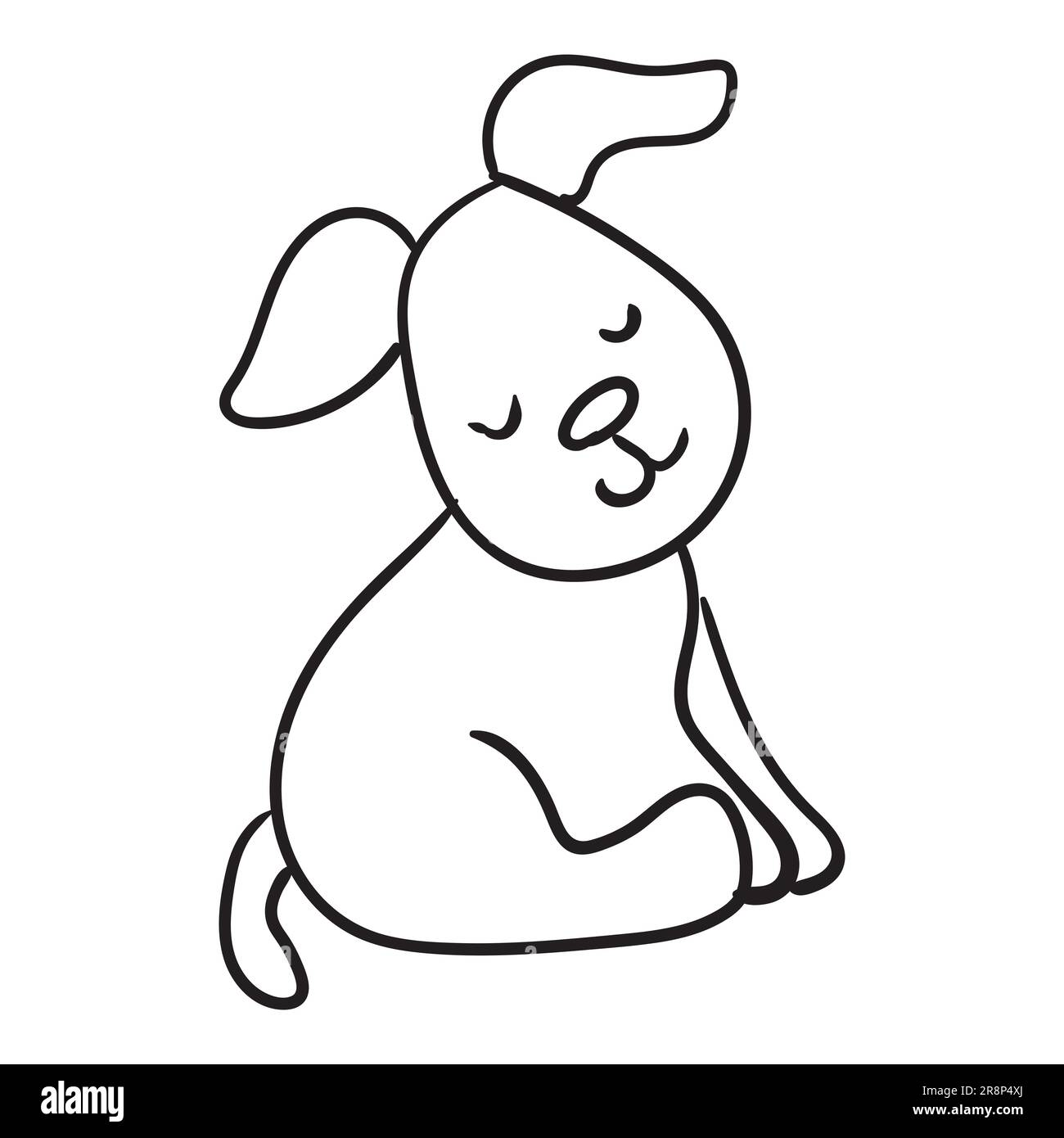 Hand drawn small dog vector illustration coloring page simle black line in doodle style easy form stock vector image art