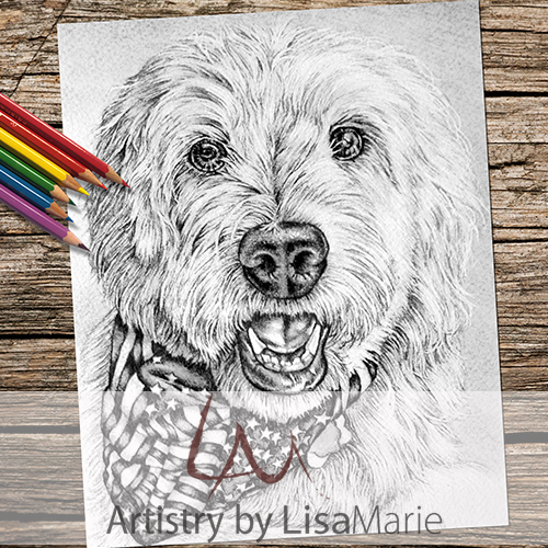 Goldendoodle dog coloring book page â artistry by lisa marie