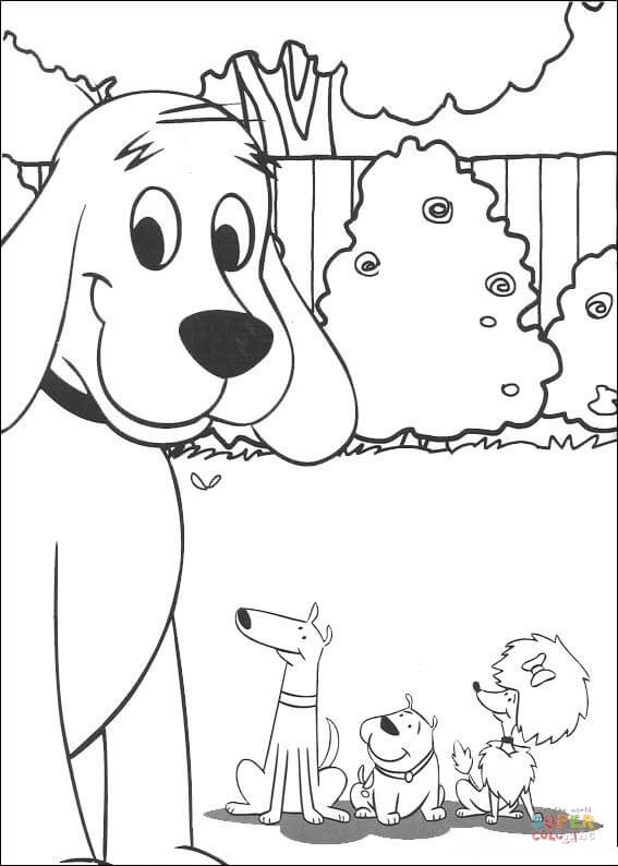 Clifford giant and its small dog friends coloring page free printable coloring pages