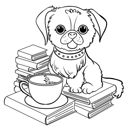 Dog coloring book clipart black white stock photos and images