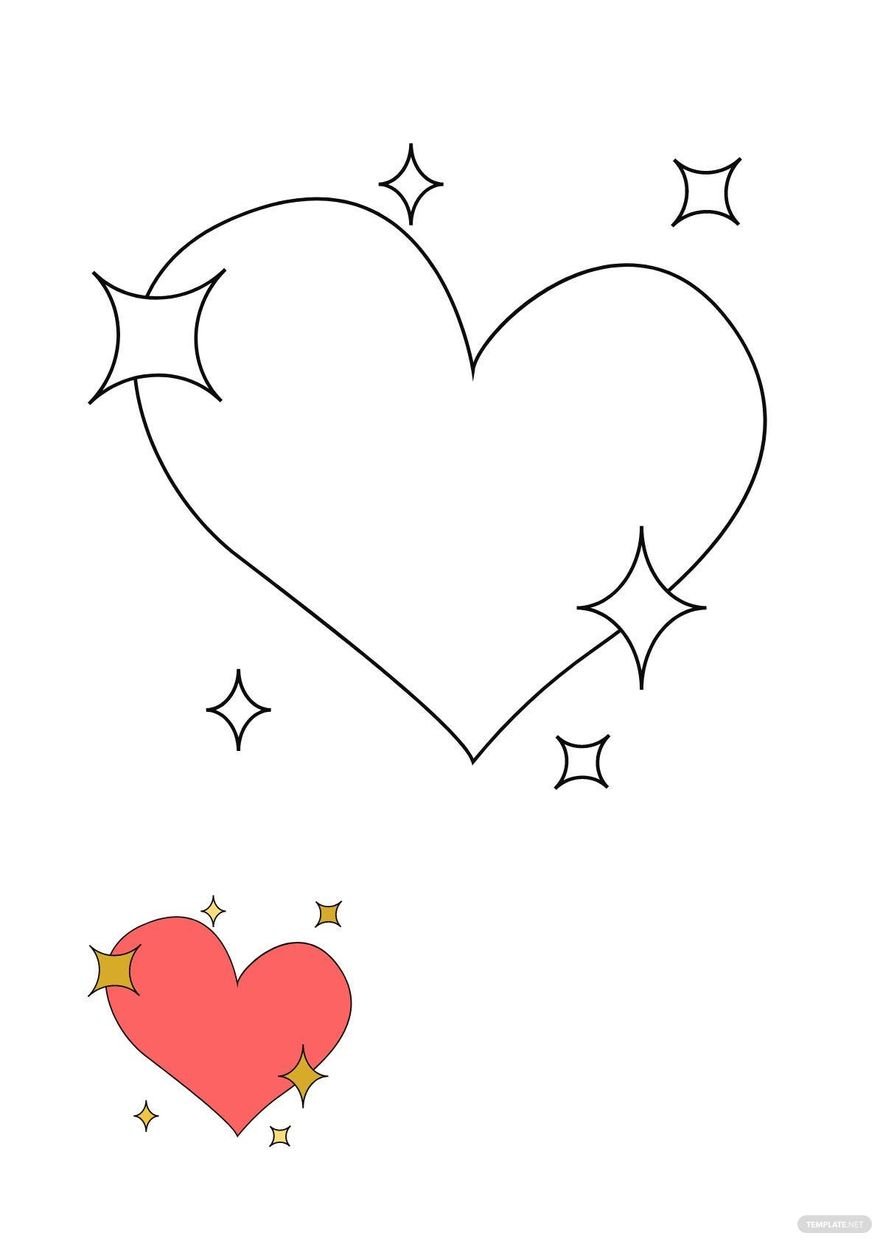 Free sparkle heart coloring page