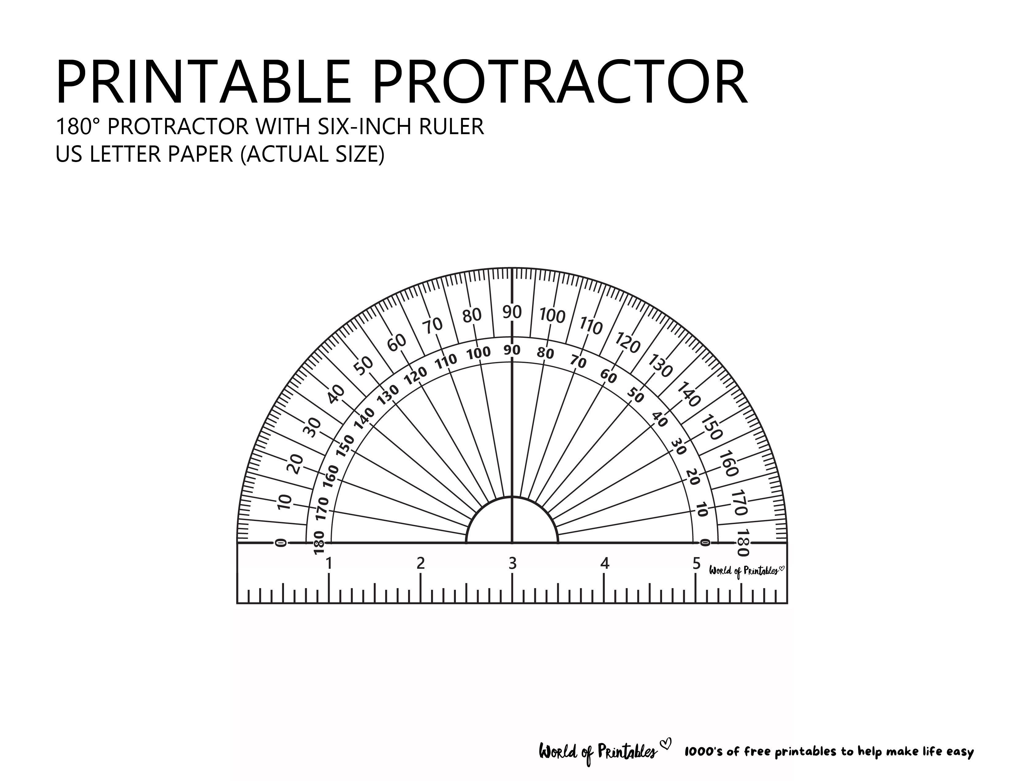 Printable protractor
