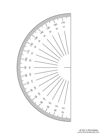 Protractor template â tims printables