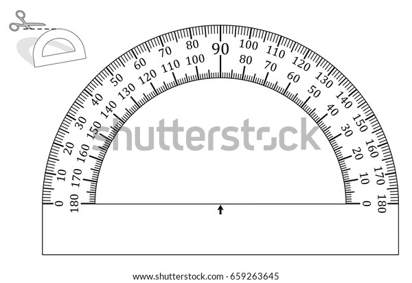 Protractor paper model cut out print stock vector royalty free