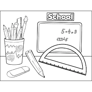 Protractor school supplies coloring page