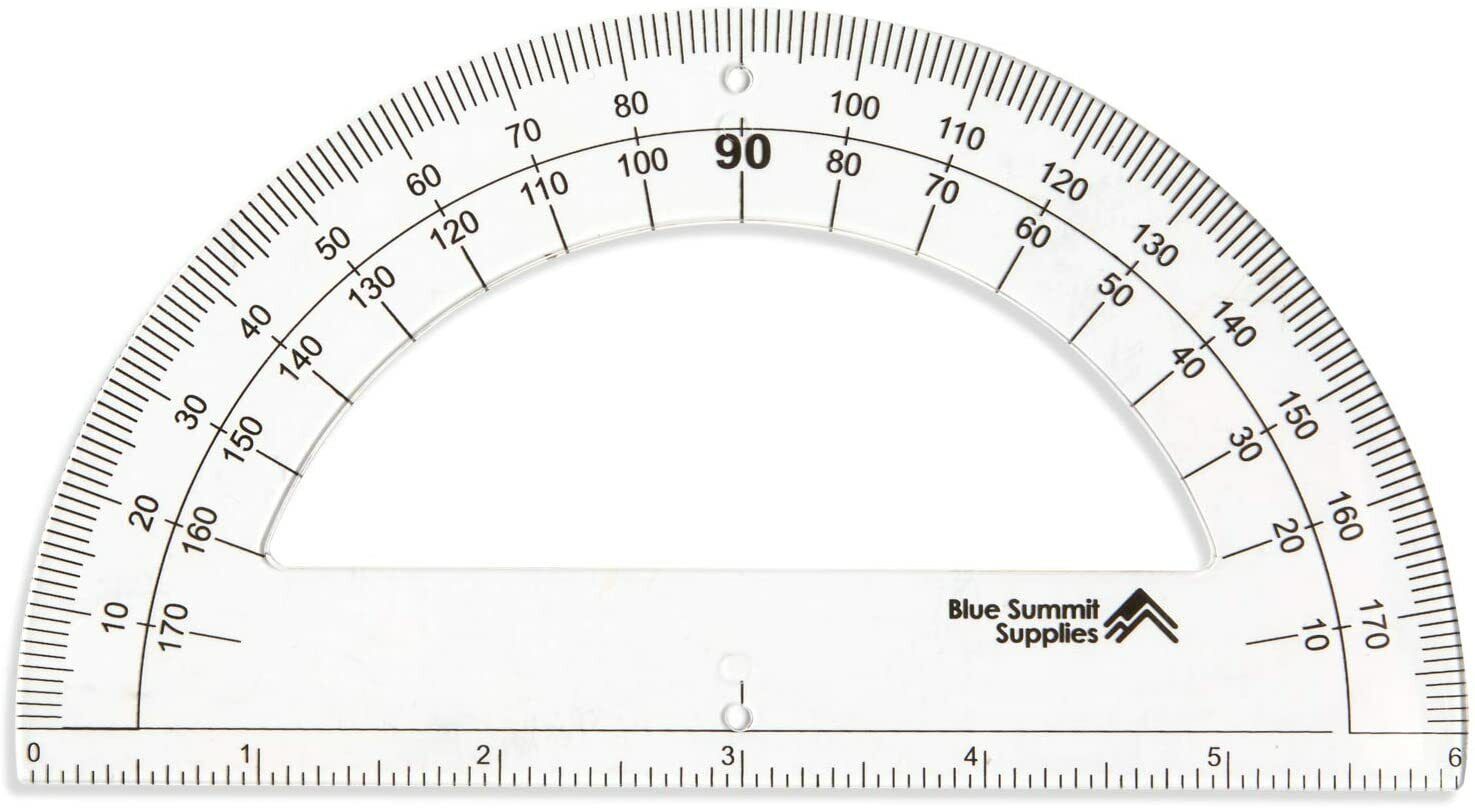 Blue summit supplies clear school kids math protractor ruler inch degrees