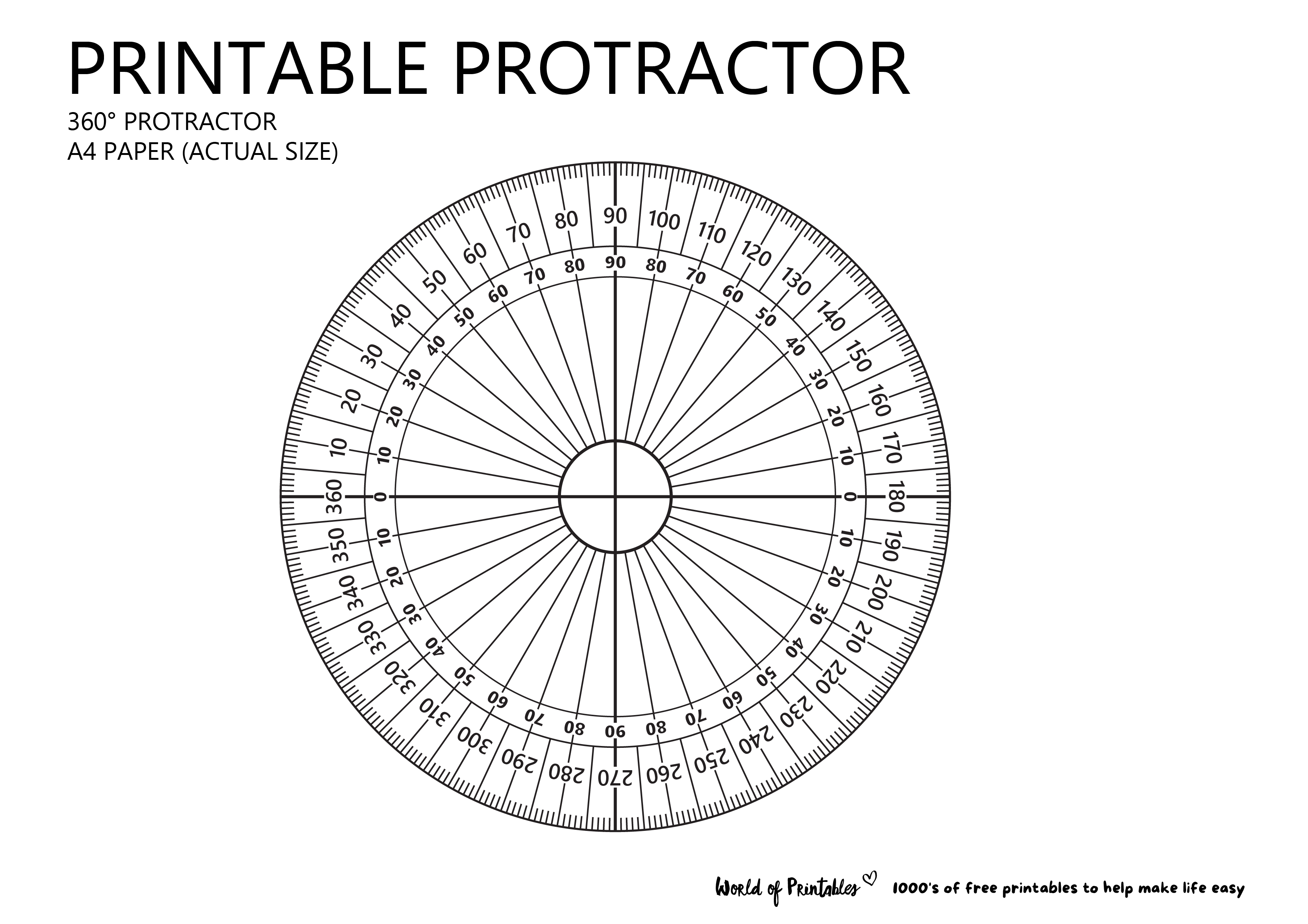 Printable protractor