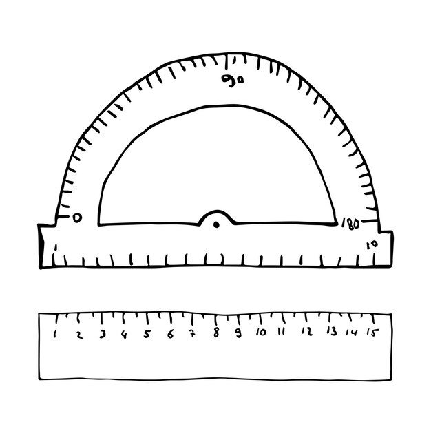 Premium vector vector ruler clipart hand drawn office supplies illustration for print web design decor logo