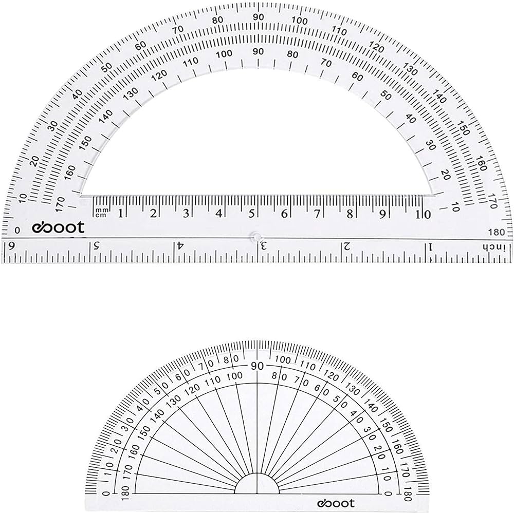 Eboot plastic protractor protractor degrees inch and inch clear pieces office products