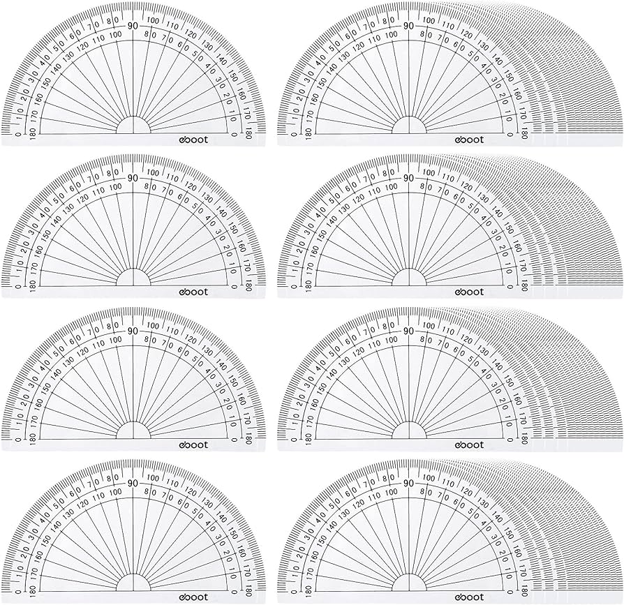 Eboot pack math protractors plastic protractor degrees inches clear office products