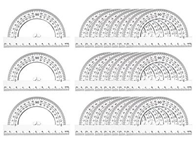 Pack math protractors plastic protractor degrees clear inch with fixed point hole