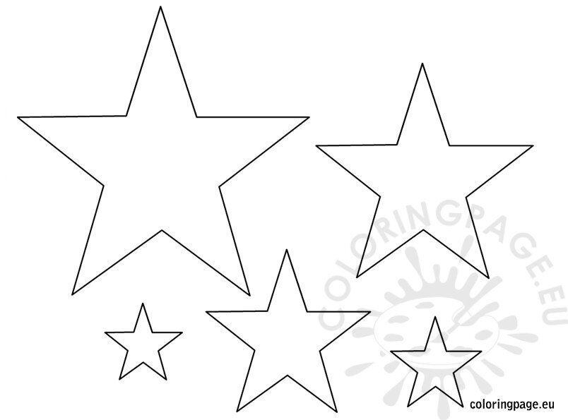 Small medium large star template coloring page