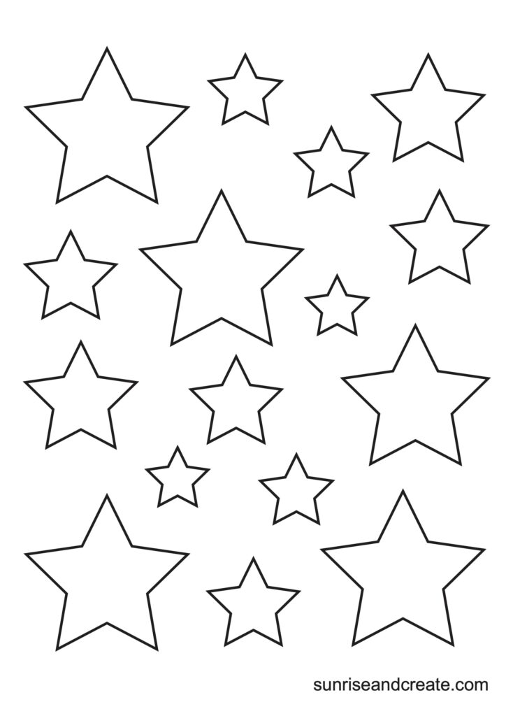 Free printable star templates includes different sizes