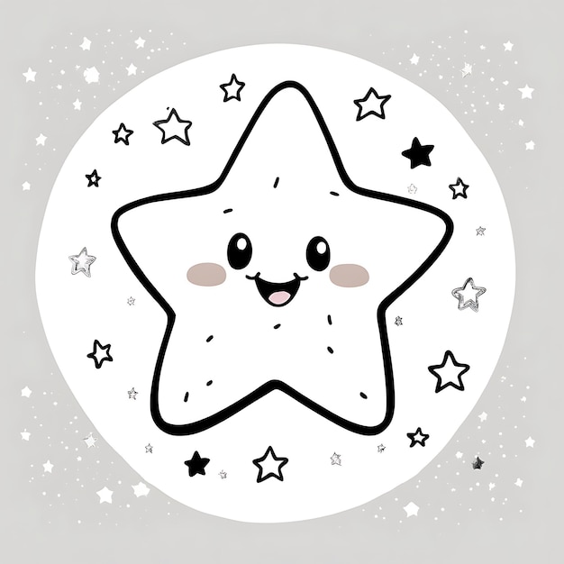 Premium ai image small cute star coloring page