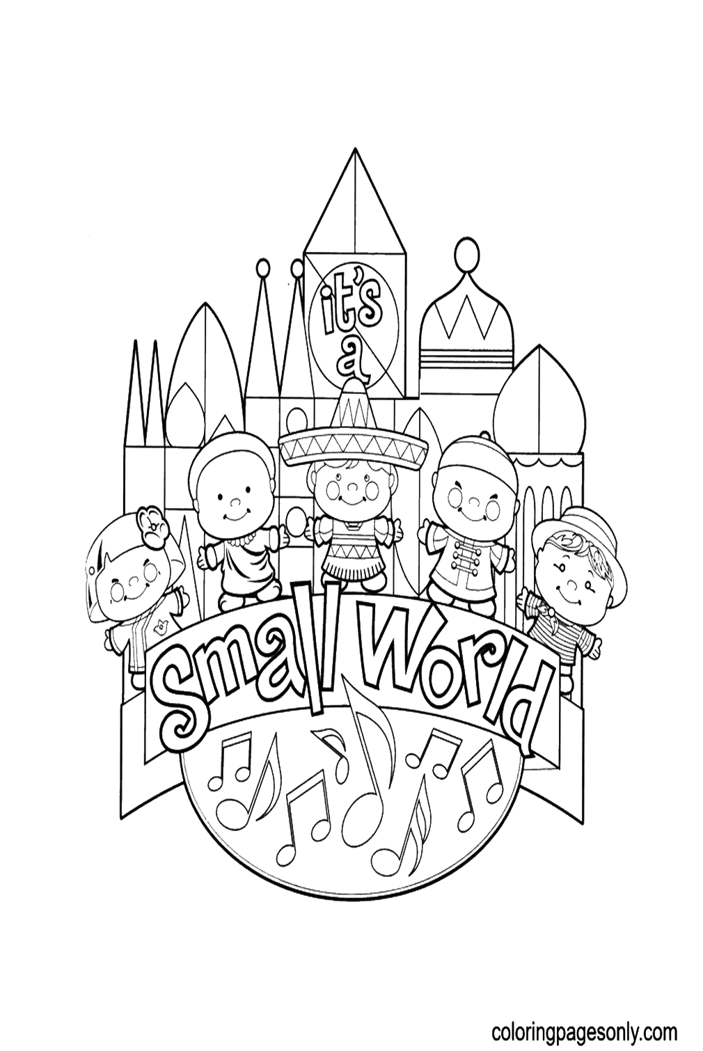 Small world coloring page