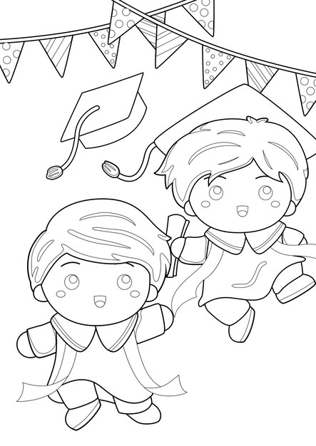 Premium vector coloring pages for kids a page kids graduation theme