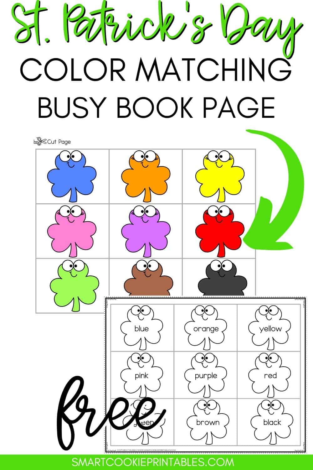 Free st patricks day color matching busy book activity