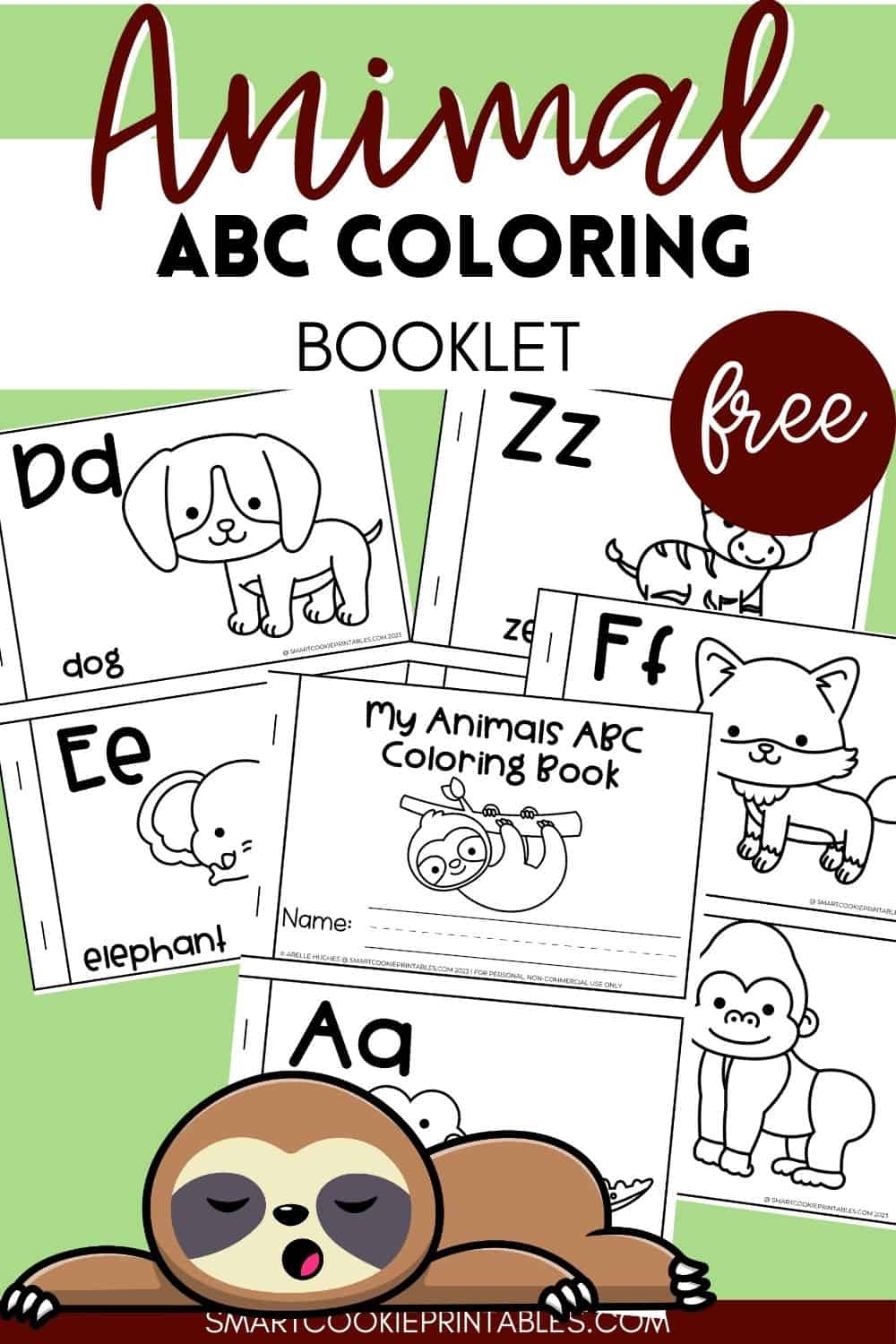 Free printable animal alphabet coloring book