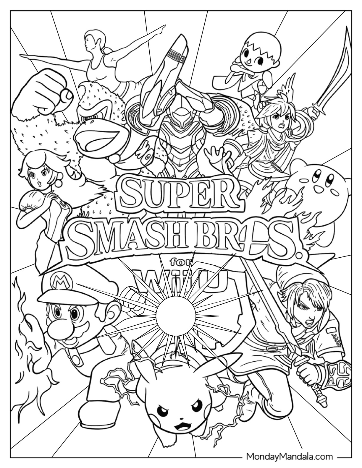 Super smash bros coloring pages free pdf printables