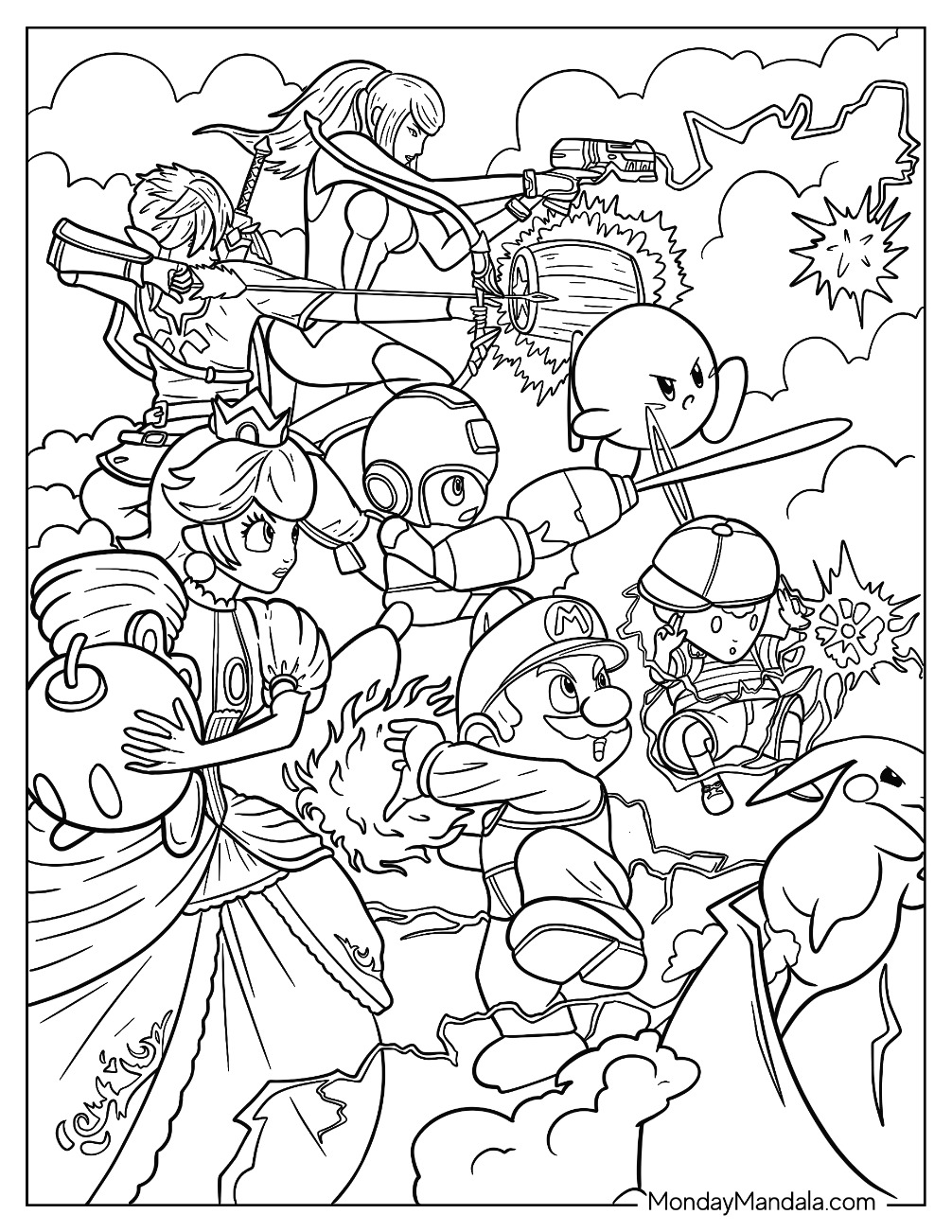 Super smash bros coloring pages free pdf printables