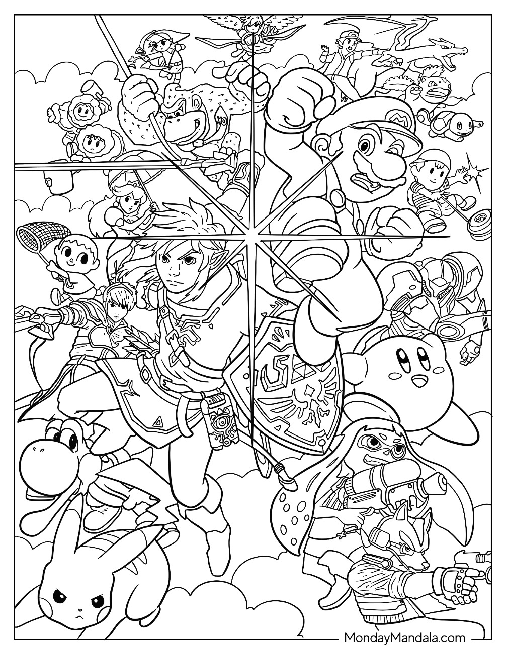 Super smash bros coloring pages free pdf printables