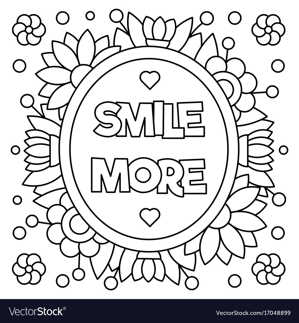 Smile more coloring page royalty free vector image