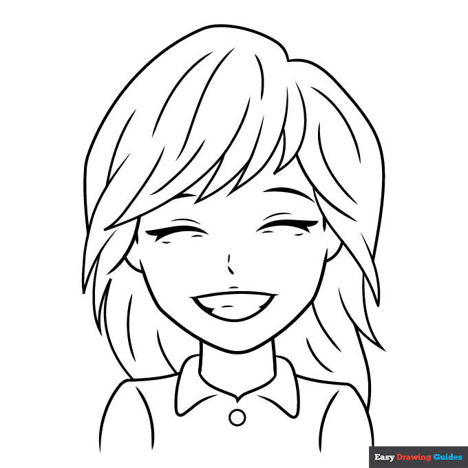 Anime smile coloring page easy drawing guides