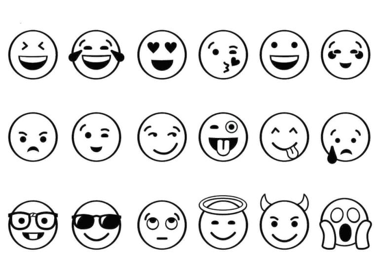 Get this emoji coloring pages cute lots of smiley faces