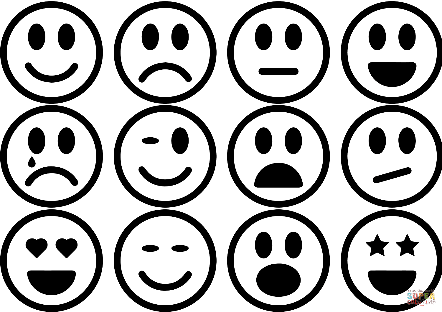 Smiley face emotion mood chart coloring page free printable coloring pages