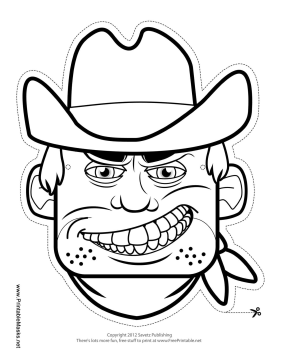 Printable cowboy mask to color mask