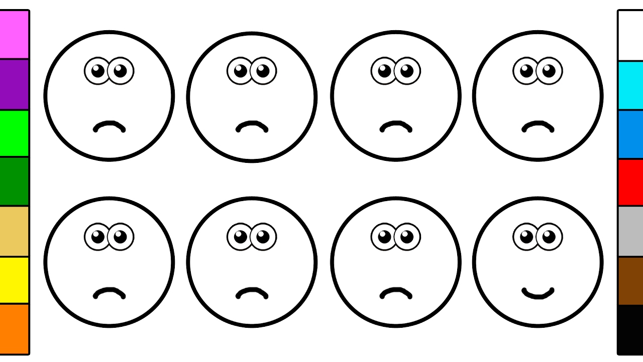 Sad and smiley face coloring page for children