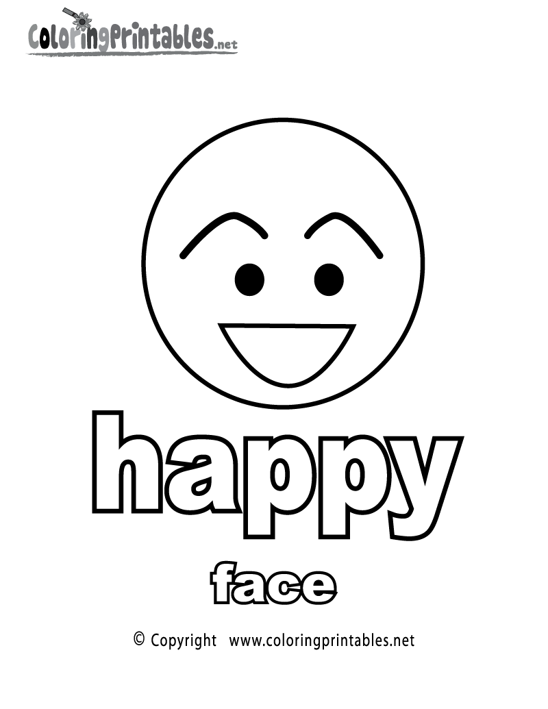 Adjectives happy face coloring page