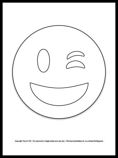 Emoji coloring page â winking face free printable â the art kit