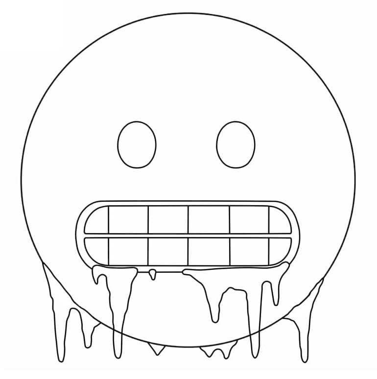 Cold face emoji coloring page