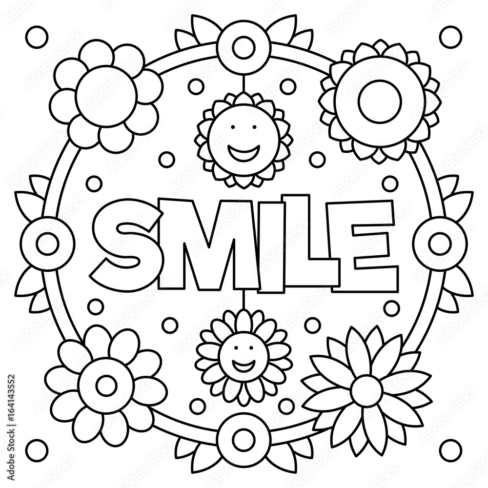 Smile coloring page vector illustration vector