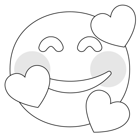 Smiling face with hearts emoji coloring page free printable coloring pages