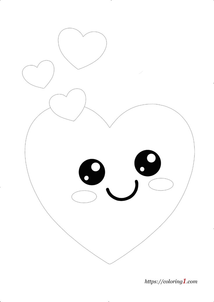 Easy cute smiling heart coloring pages