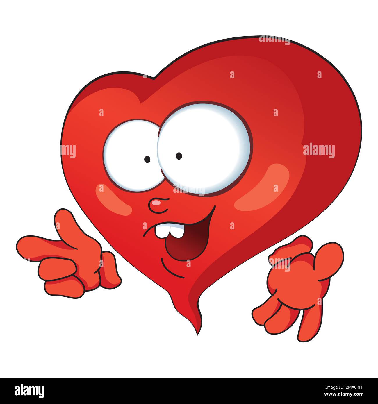 Cheerful heart with a face smiley emoji love emotion symbol design element for happy valentines day greeting card kids coloring book page t