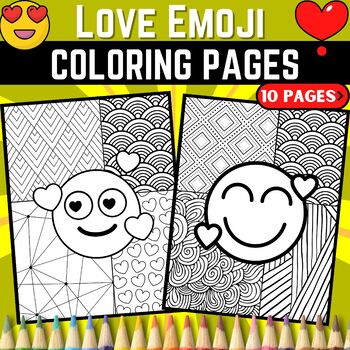 Love emoji pop art inspired coloring pages valentines day coloring sheets