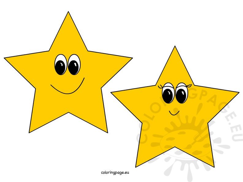 Golden smiling stars coloring page