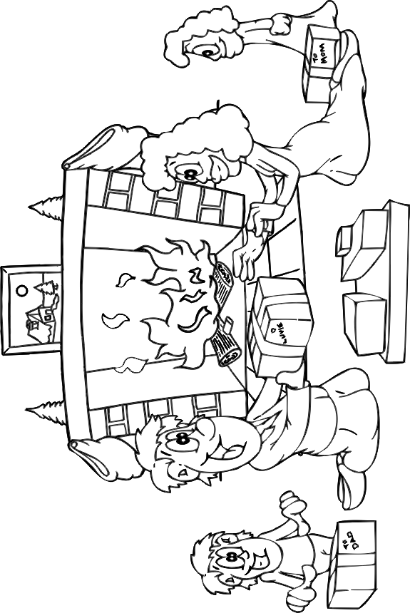 Christmas coloring page family christmas scene