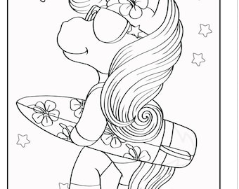 Unicorn coloring pages digital prints