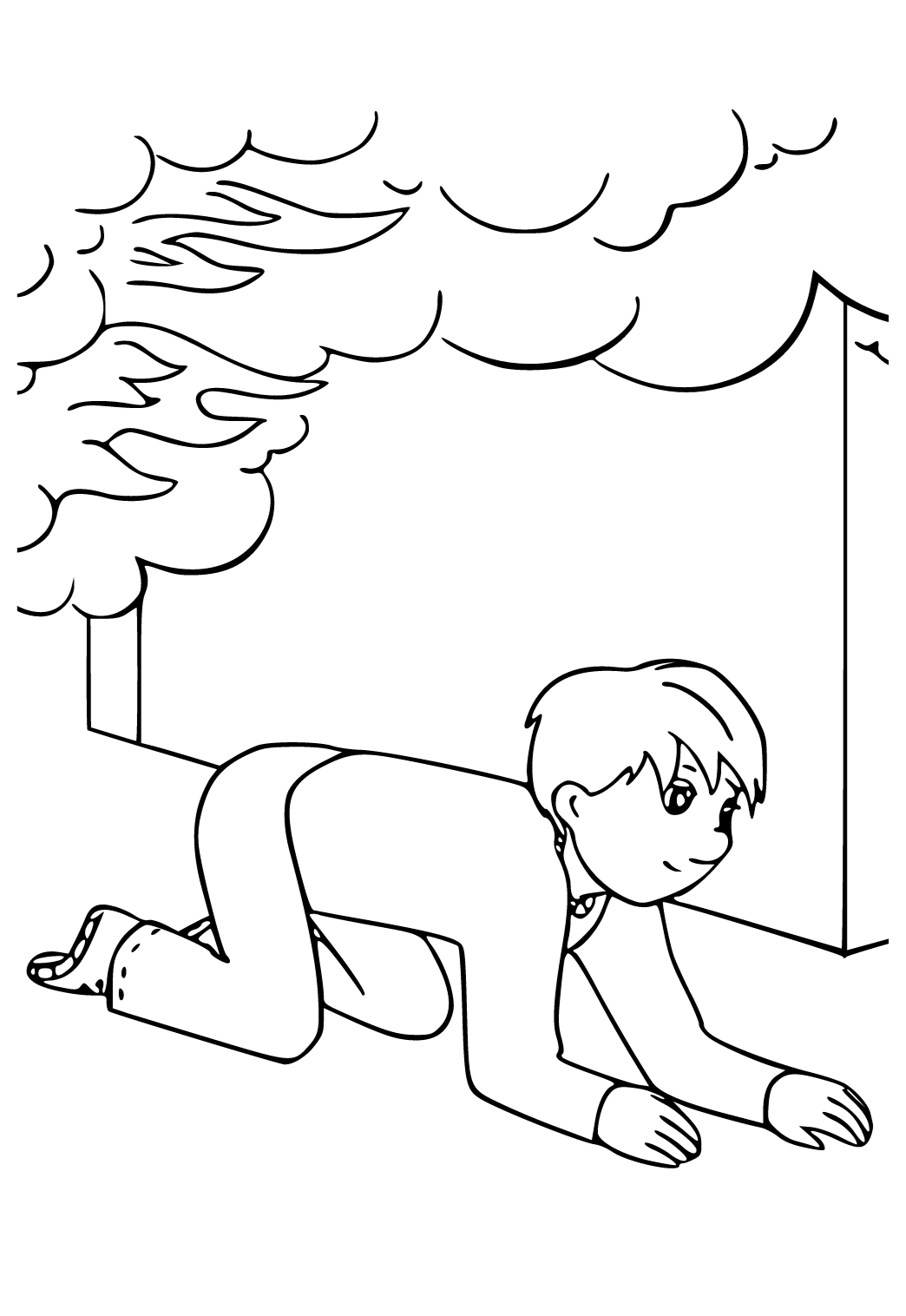 Free printable fire safety smoke coloring page for adults and kids