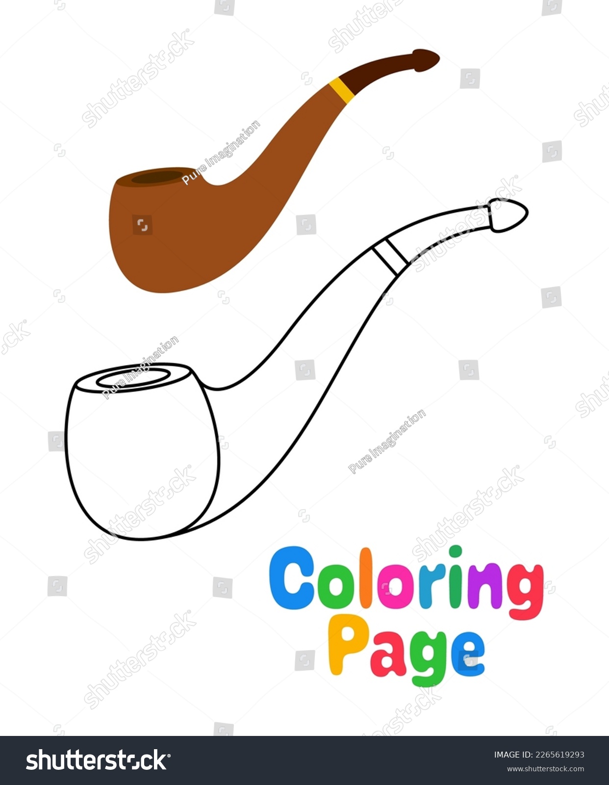 Coloring page smoking pipe kids stock vector royalty free