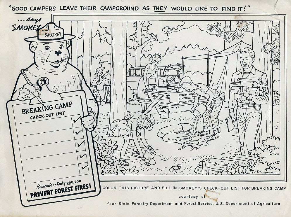 Smokey the bear coloring sheet dan goodsell